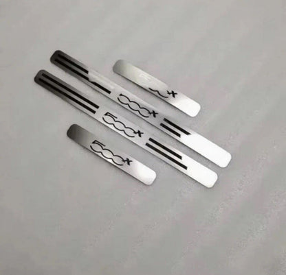 Fiat 500 X Stainless Steel Door Sill Protective Scuff Plates Silver 4pcs