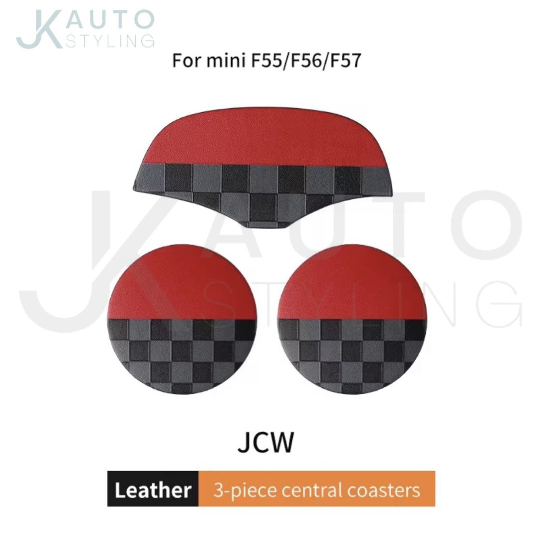 Mini Cooper F55 F56 F57 JCW Car Cup Holder Mats Anti-Slip Drink Coasters 3pcs
