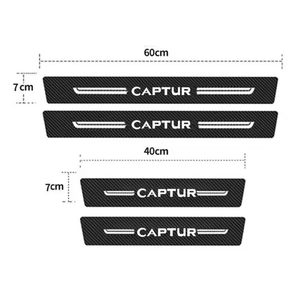 Renault Captur Carbon Fibre Effect Vinyl Adhesive Door Sill Overlay Strips 4pcs