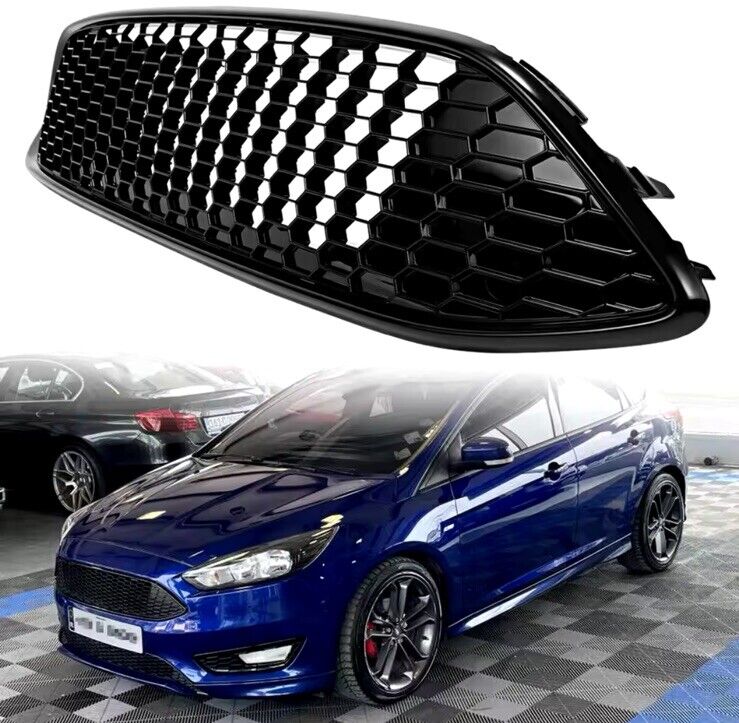 Gloss Black Honeycomb Front Grille For Ford Focus MK3.5 2015-2018 ST Line