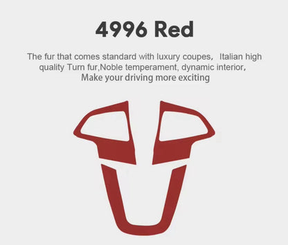 Red Suede Steering Wheel Trim Cover Overlay 3pcs For Ford Focus MK3.5 2015-2018