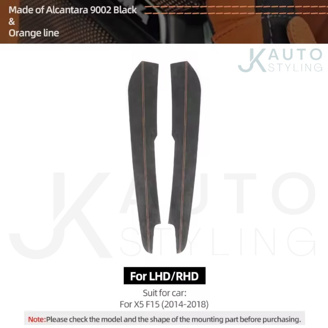 BMW X5 F15 2014-2018 Black Alcantara Centre Console Side Panel Covers - Orange