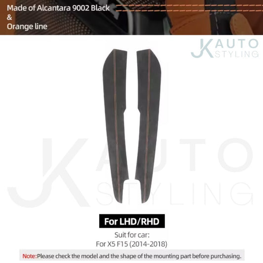 BMW X5 F15 2014-2018 Black Alcantara Centre Console Side Panel Covers - Orange