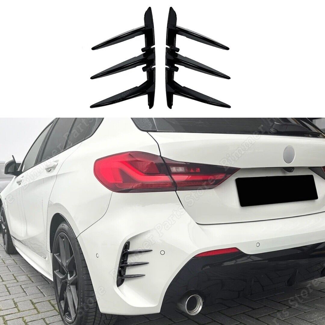 Gloss Black Rear Bumper Side Vent Canard Fins For BMW 1 Series M Sport F40 2019+
