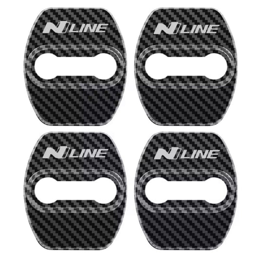 Carbon Fibre Effect Door Lock Covers For Hyundai i20 i30 Kona Tucson N Line 4pcs