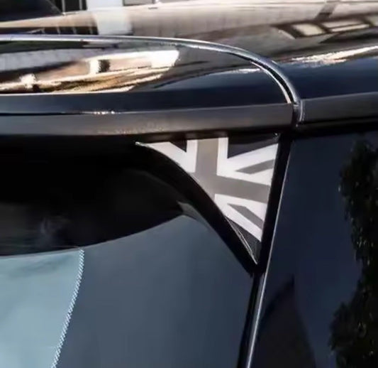 Mini Cooper F56 Rear Window Side Corner Trim 3D Gel Badges Grey Union Jack 2pcs
