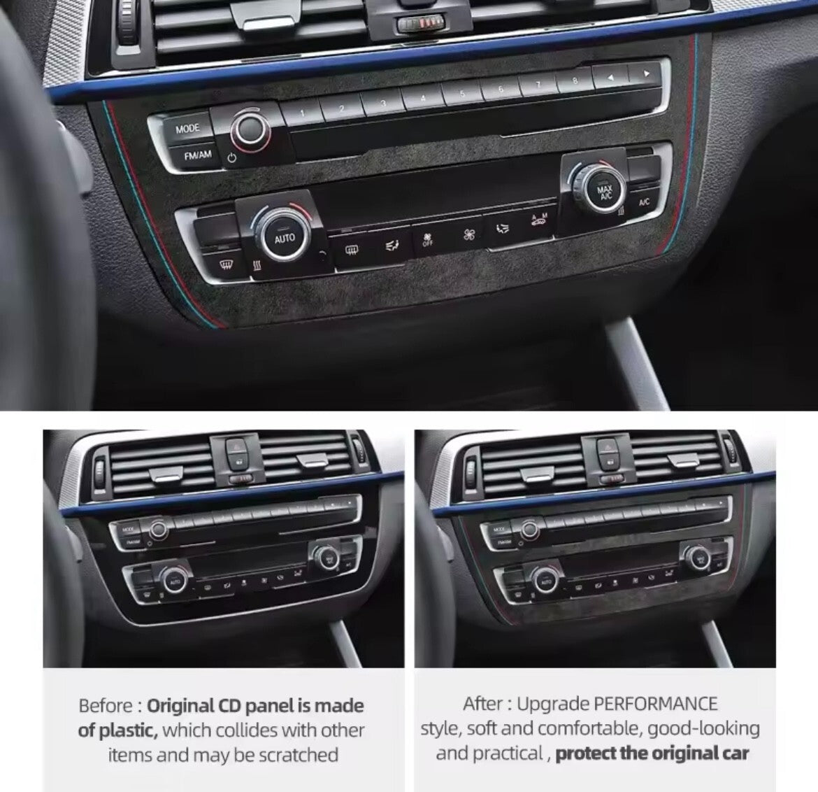 BMW 1 Series F20 2 Series F22 2011-2018 Black Alcantara Air Con CD Panel Trim