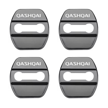 Nissan Qashqai Black Stainless Steel Door Lock Protector Covers Accessories 4pcs