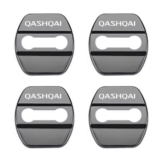 Nissan Qashqai Black Stainless Steel Door Lock Protector Covers Accessories 4pcs