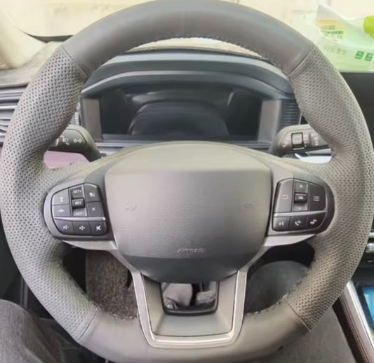 Ford Explorer 2020-2023 Leather Steering Wheel Cover Self Stitch - Choose Colour