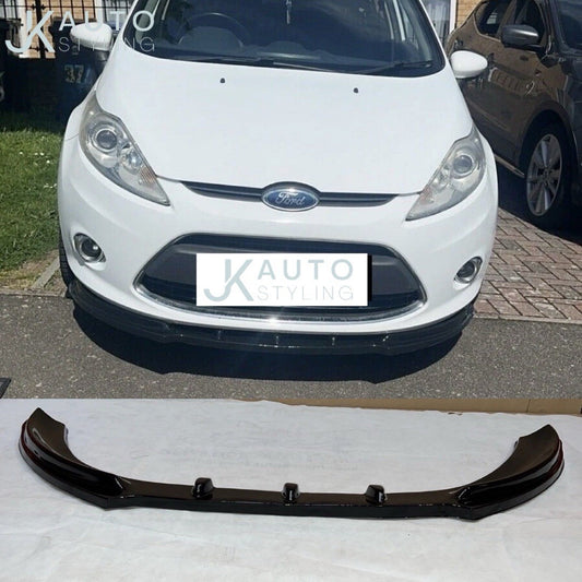 GLOSS BLACK FRONT SPLITTER LIP FOR FORD FIESTA MK7 2009-2012 BUMPER ADD ON KIT