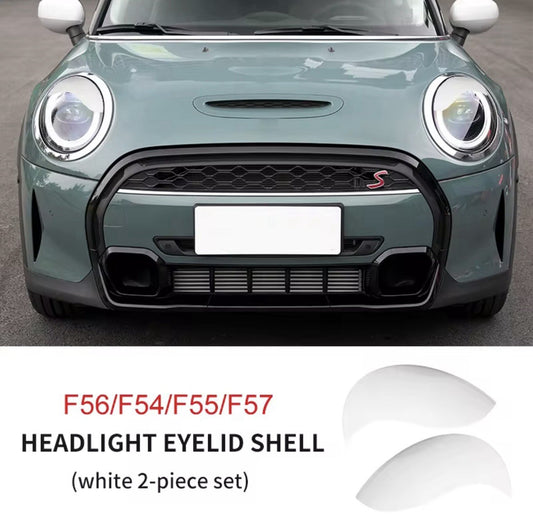 Mini Cooper F54 F55 F56 F57 Gloss White Headlight Eyelids Eyebrows 2pcs