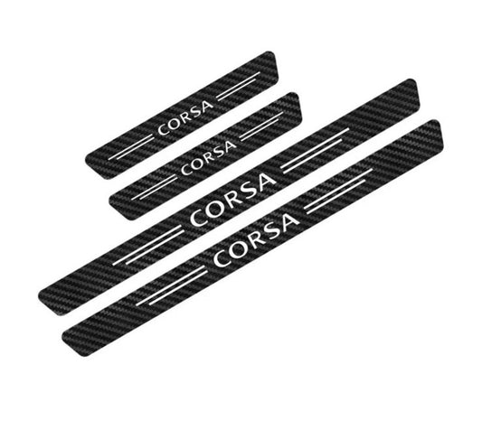 Vauxhall Corsa Carbon Fibre Effect Car Door Sill Protector Strips Vinyl 4pcs