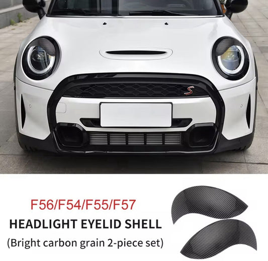 Mini R50 Headlight Eyebrows Mini Cooper Headlight Eyelids & Eyebrows | Gloss Black & Carbon Fibre ...