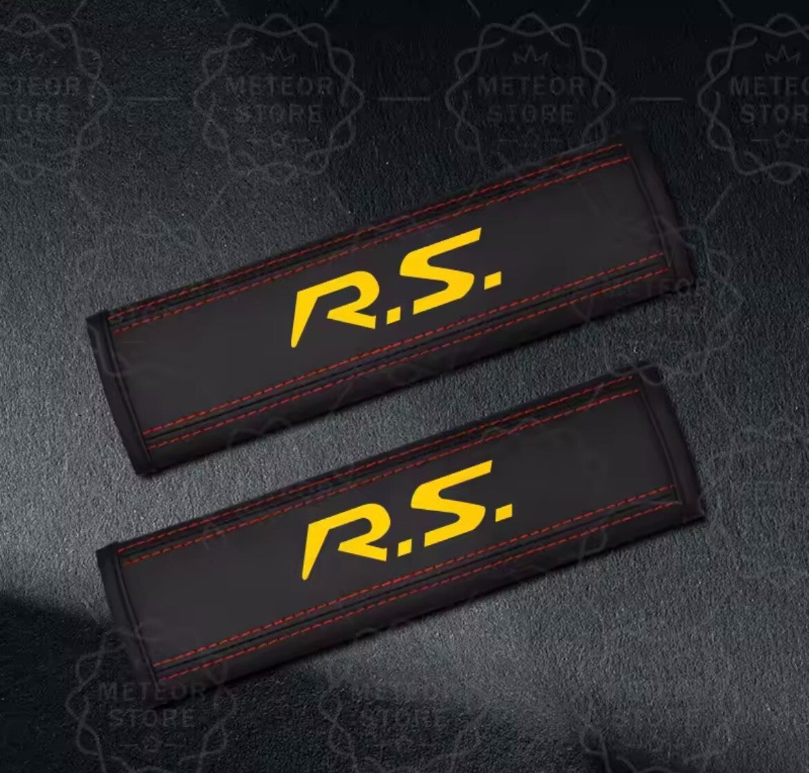 Renault RS Yellow PU Leather Seatbelt Shoulder Cover Pads Interior Clio Megane