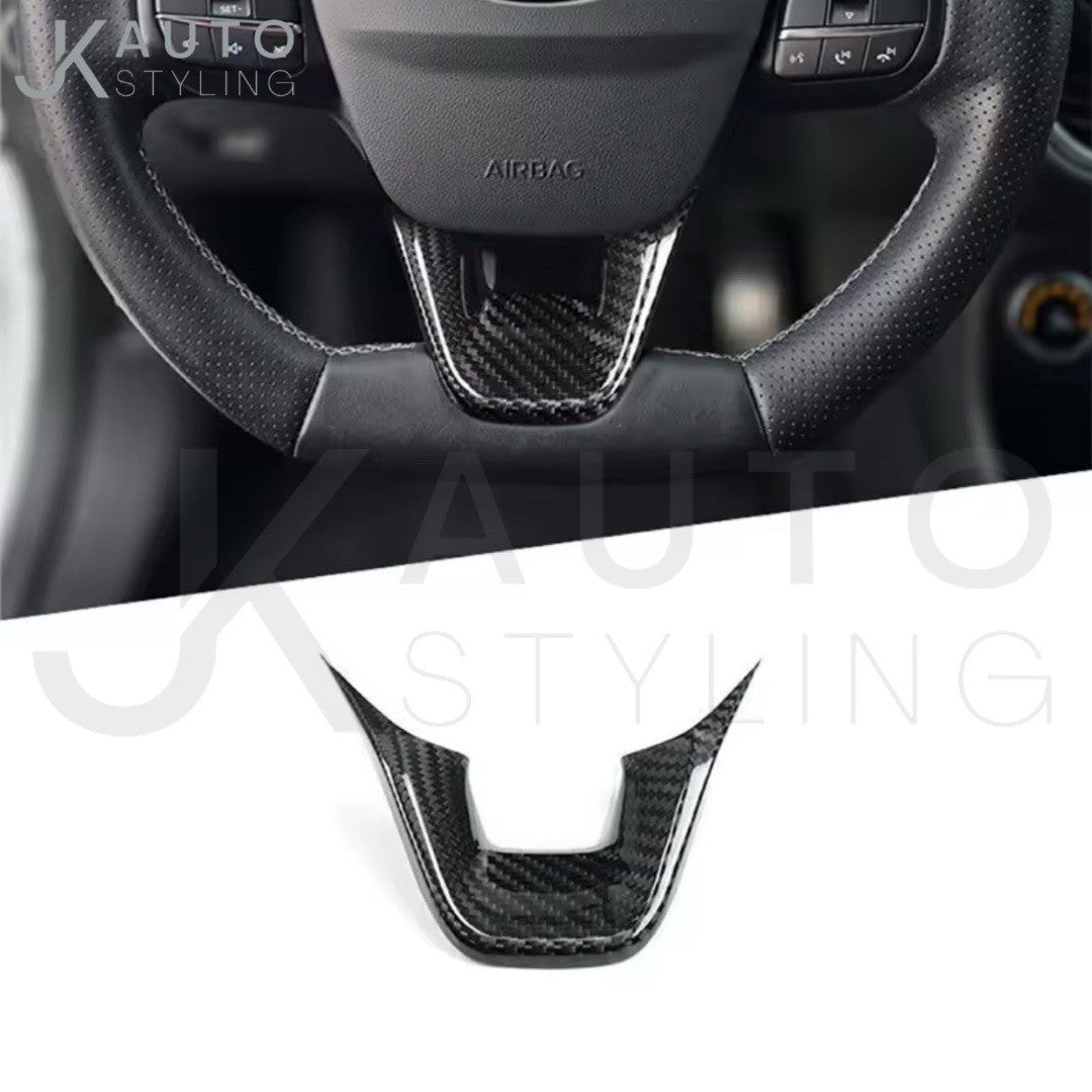 Real Carbon Fibre Low Steering Wheel Trim Cover For Ford Fiesta ST MK8 2018-2023