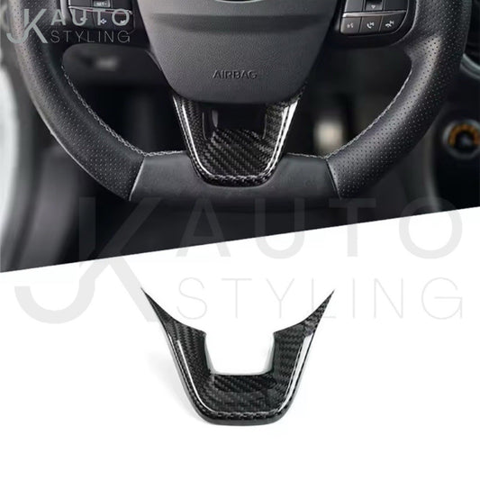 Real Carbon Fibre Low Steering Wheel Trim Cover For Ford Fiesta ST MK8 2018-2023