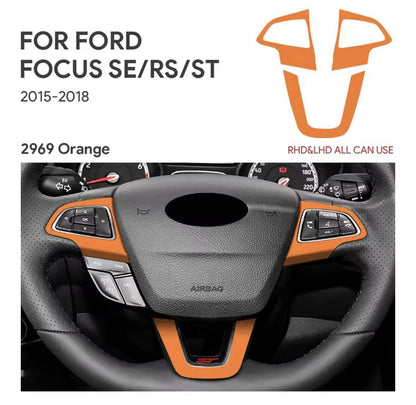 Orange Suede Steering Wheel Trim Cover Overlay 3pcs For Ford Focus MK3.5 2015-2018