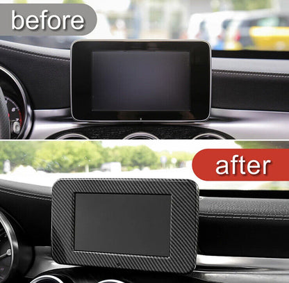 Carbon Fibre Effect Infotainment Screen Surround Cover For Mercedes C Class W205