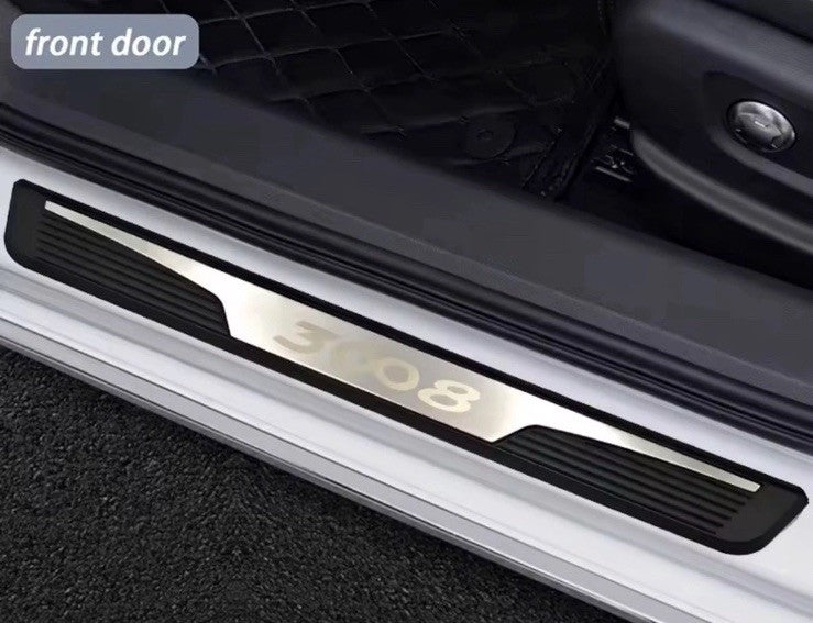 Peugeot 3008 Stainless Steel Door Sill Protector Scuff Plates Silver Black 4pcs
