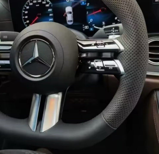 Mercedes C Class W206 E Class W213 Black Leather Steering Wheel Cover Oem DIY