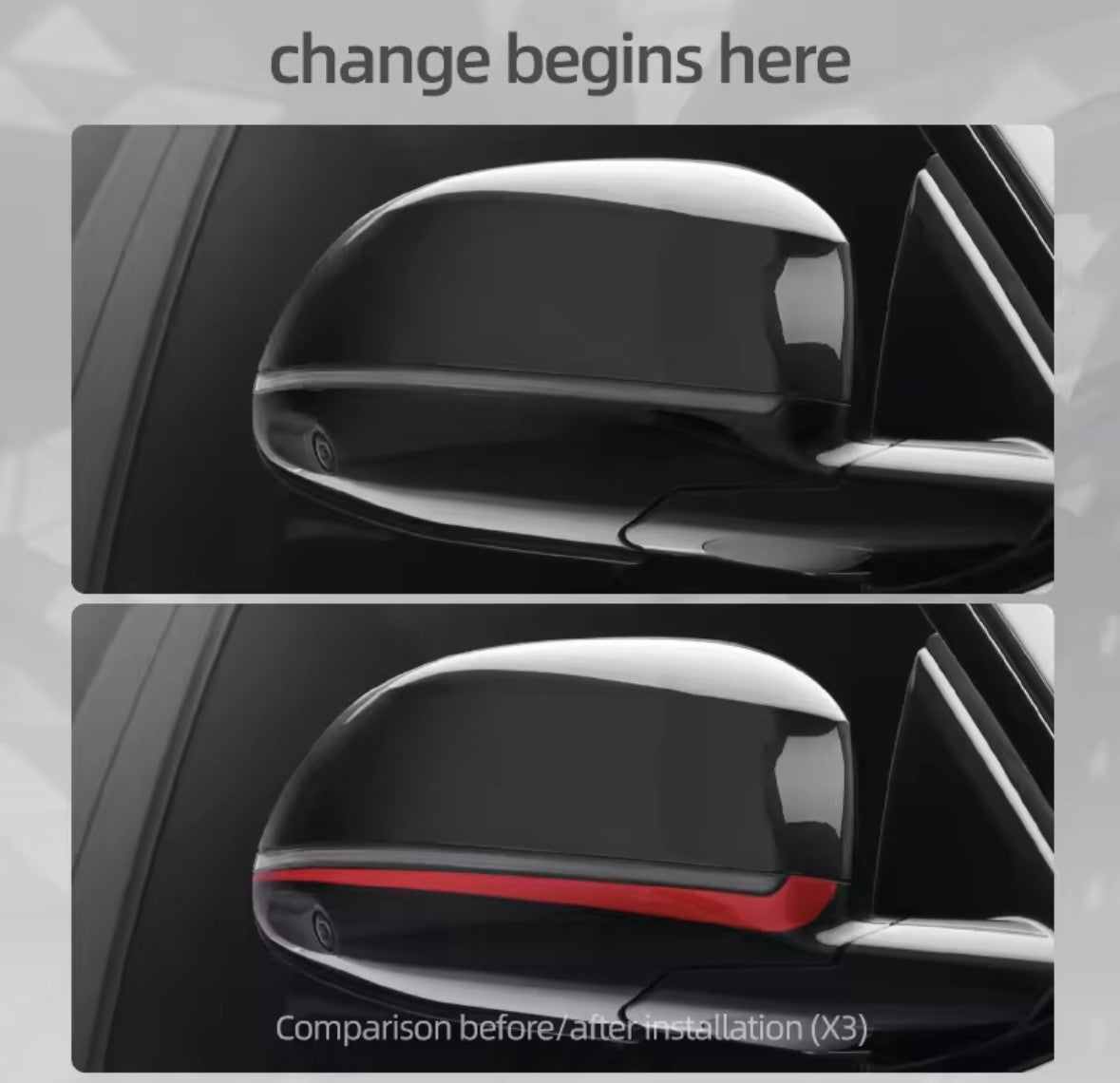 BMW X3 G01 G08 X4 G02 2017-2024 Red Wing Mirror Liner Strips 2pcs
