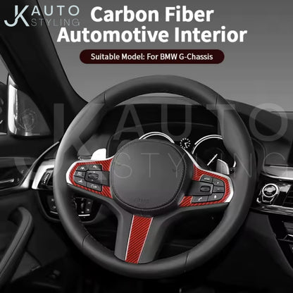 BMW 1357X G Series M Sport Red Carbon Fibre Steering Wheel Trim Set Cover