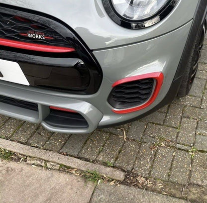 Mini JCW F55 F56 F57 2014-2021 Gloss Red Fog Light Vent Canards Surrounds