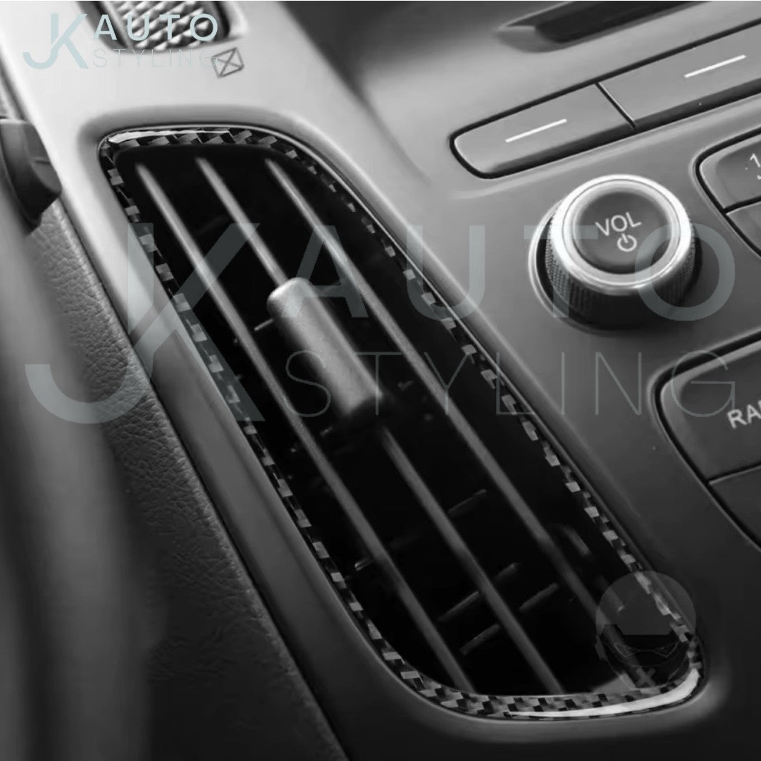 Carbon Fibre Central Air Con Outlet Vent Surrounds For Ford Focus MK3.5 2015-2018