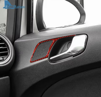 Vauxhall Corsa D 2007-2014 Red Carbon Fibre Interior Door Handle Surrounds 4pcs