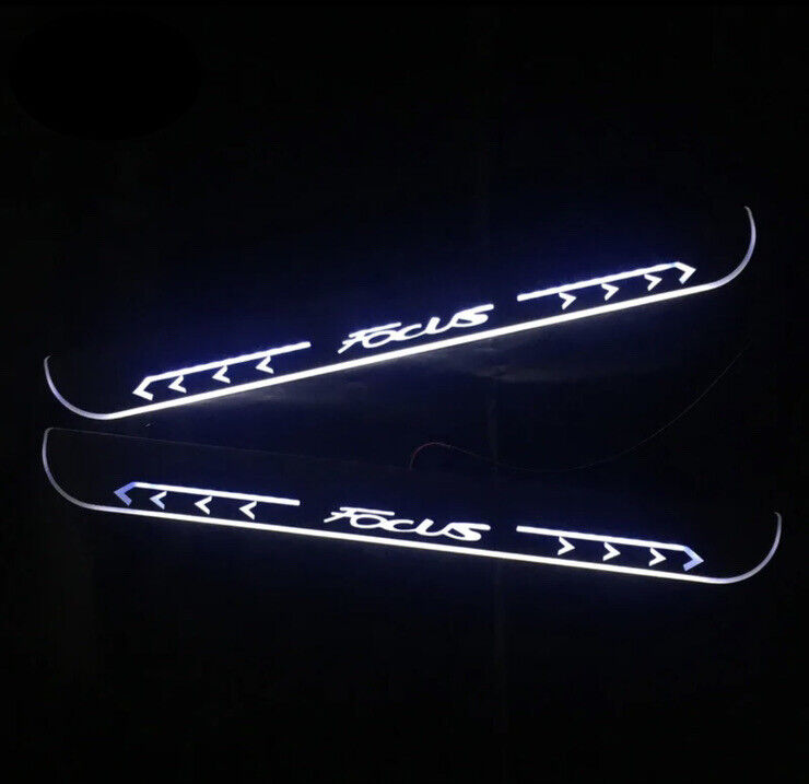 Ford Focus Chrome LED Door Sill Protector Strips Scuff Plates Ford Focus White