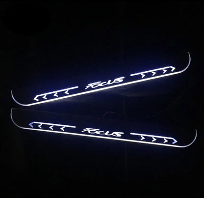 Ford Focus Chrome LED Door Sill Protector Strips Scuff Plates Ford Focus White