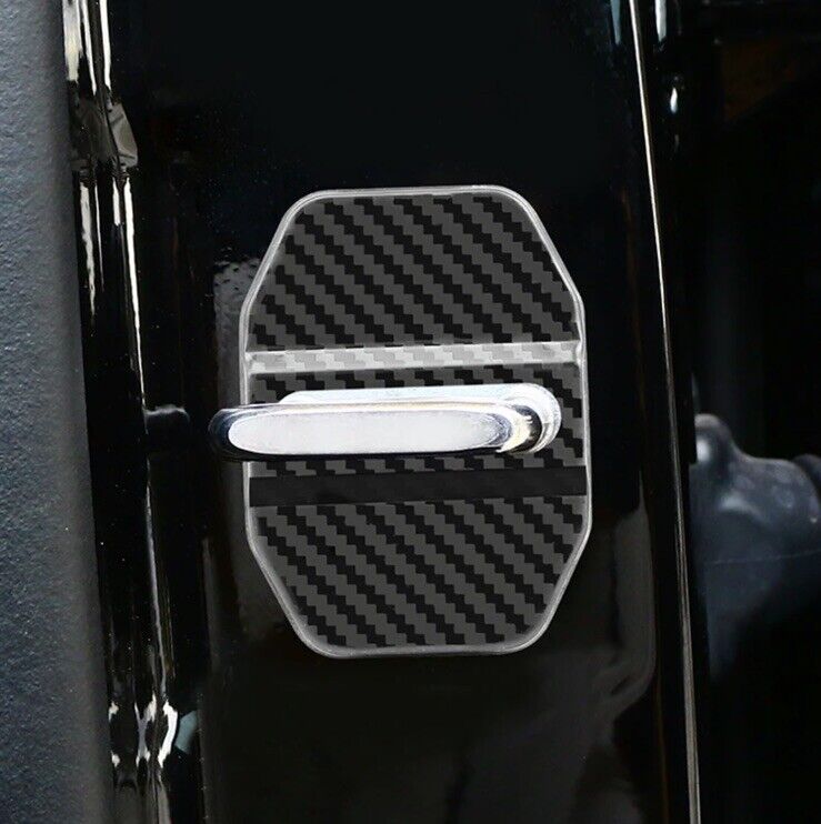 BMW Carbon Fibre Effect Door Lock Protector Covers 4pcs For BMW Vehicles