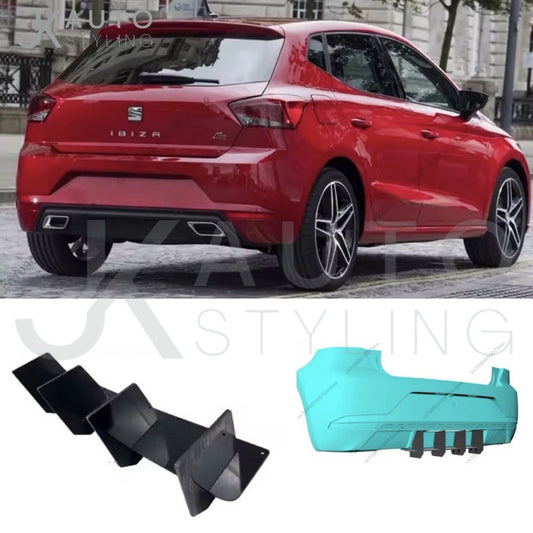 Gloss Black Rear Bumper Diffuser Blades Fins For Seat Ibiza MK5 6F 2017-2025