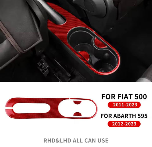 Fiat 500 Abarth 595 Red Carbon Fibre Centre Console Handbrake Cup Holder Trim