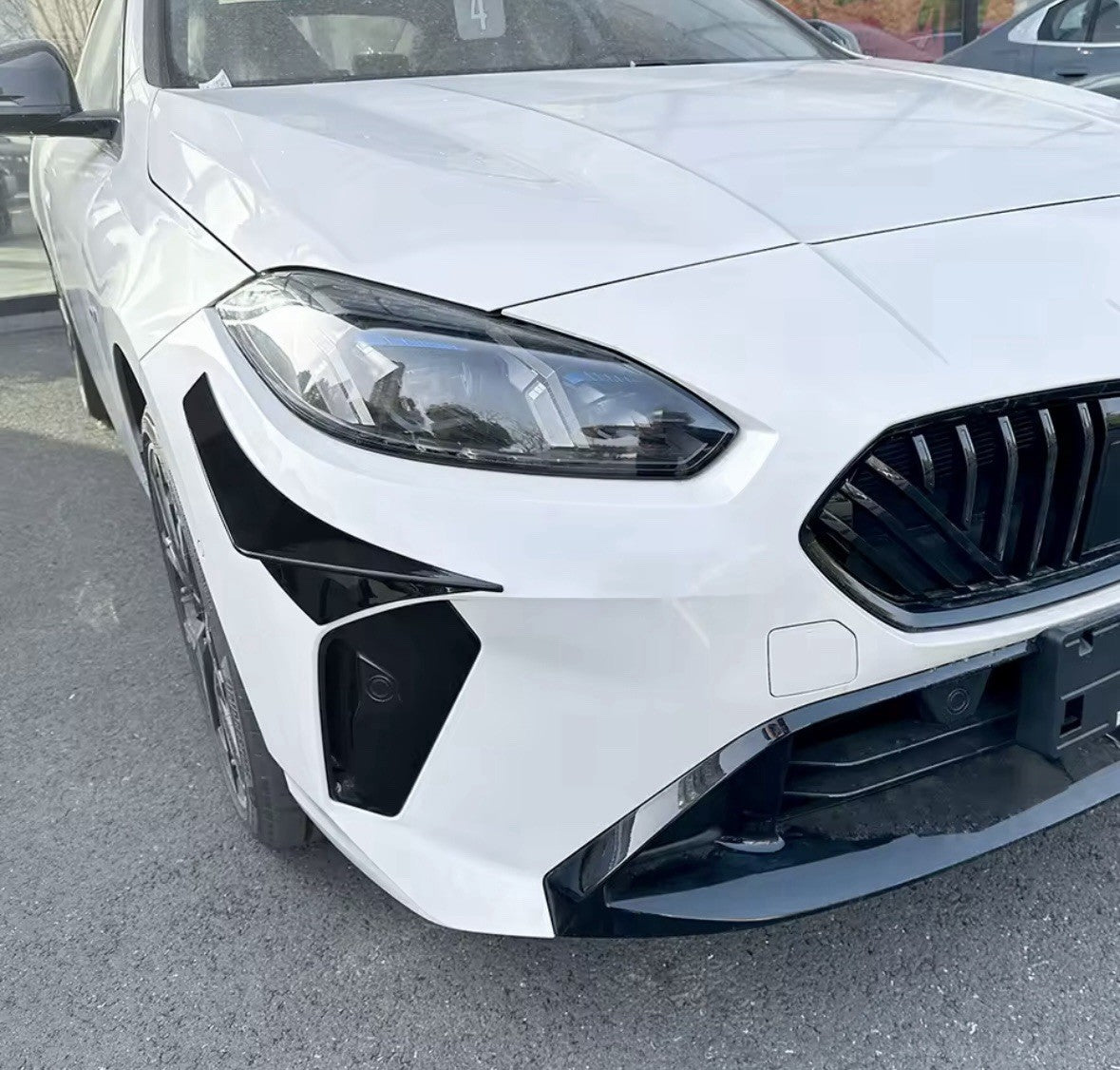 BMW 1 Series F70 2 Series F74 2024+ Gloss Black Front Bumper Canards Trim 2pcs