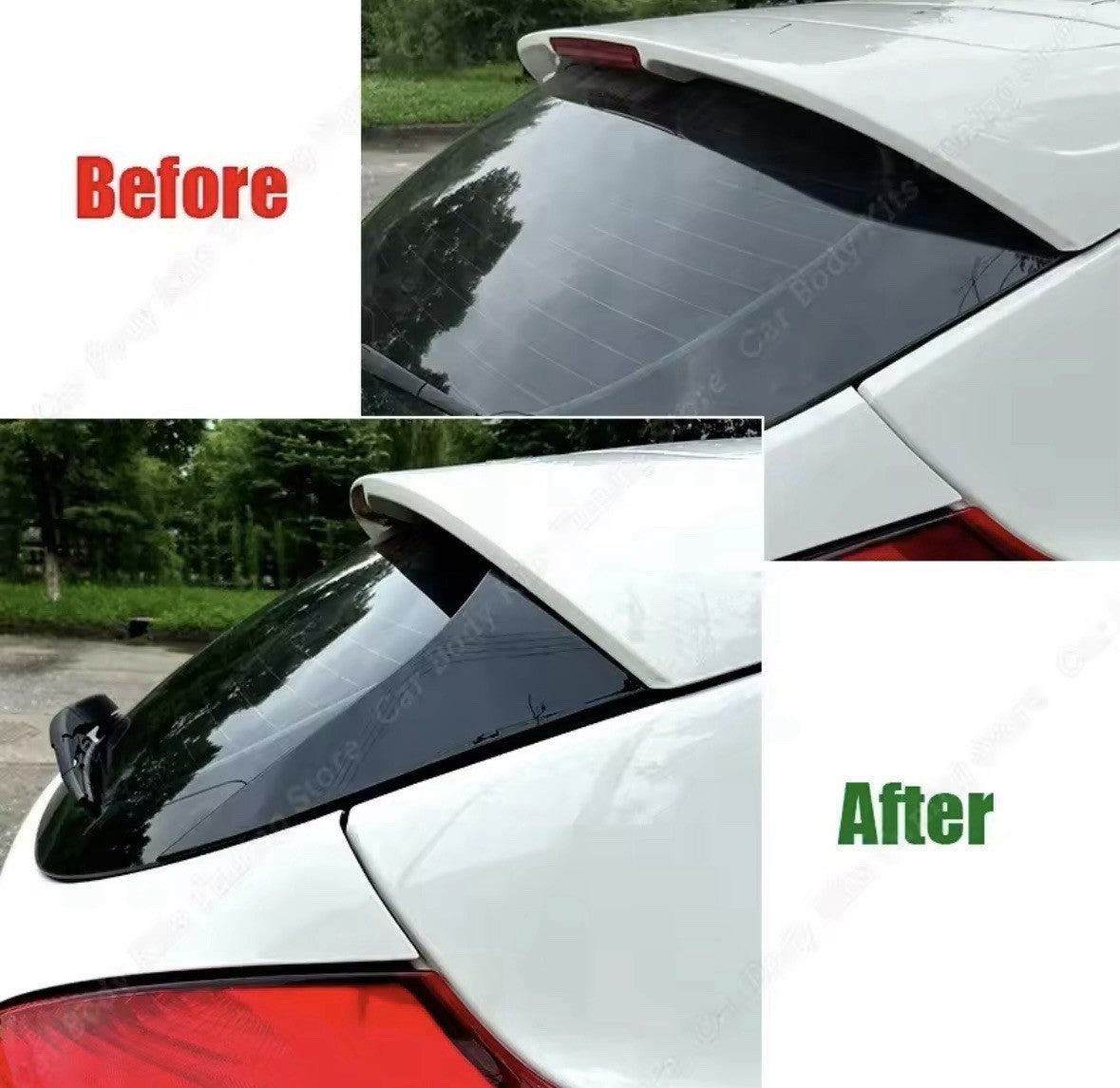 Rear Window Side Canard Spoiler Strips Gloss Black For Ford Focus MK3.5 2015-2018