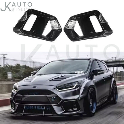 Gloss Black Front Fog Light Surround Trim Inserts For Ford Focus RS MK3.5