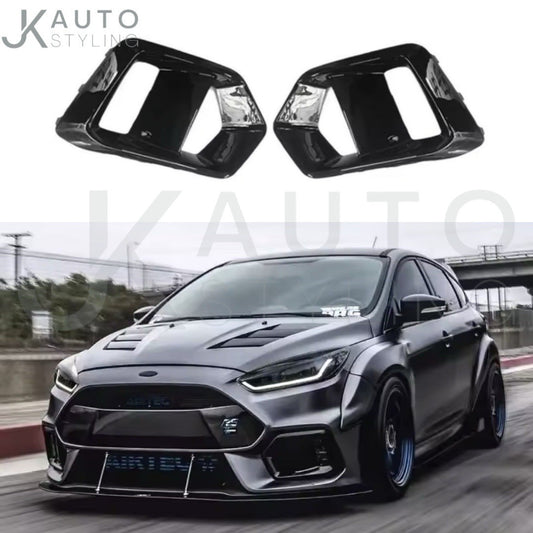 Gloss Black Front Fog Light Surround Trim Inserts For Ford Focus RS MK3.5