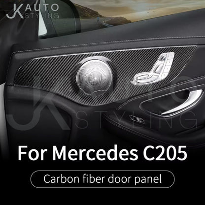 Carbon Fibre Door Card Panel Trim Cover For Mercedes C Class C205 2015-2023 - A