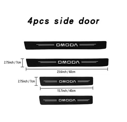 Chery Omoda Carbon Fibre Effect Car Door Sill Protector Strips Vinyl 4pcs