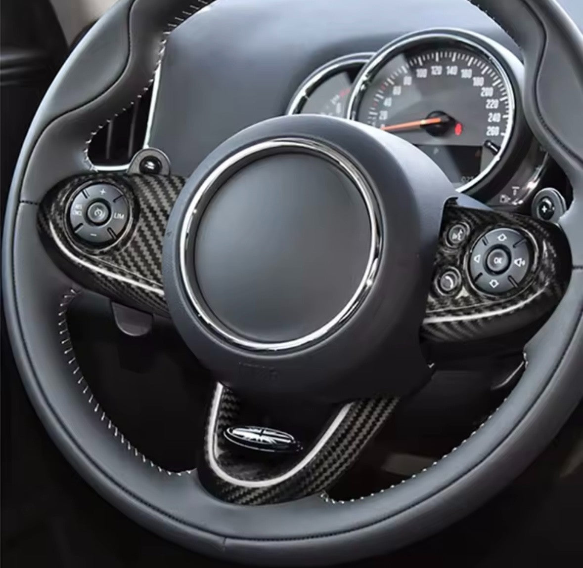 Mini Cooper F54 F55 F56 F57 F60 Carbon Fibre Steering Wheel Trim Set - Style A