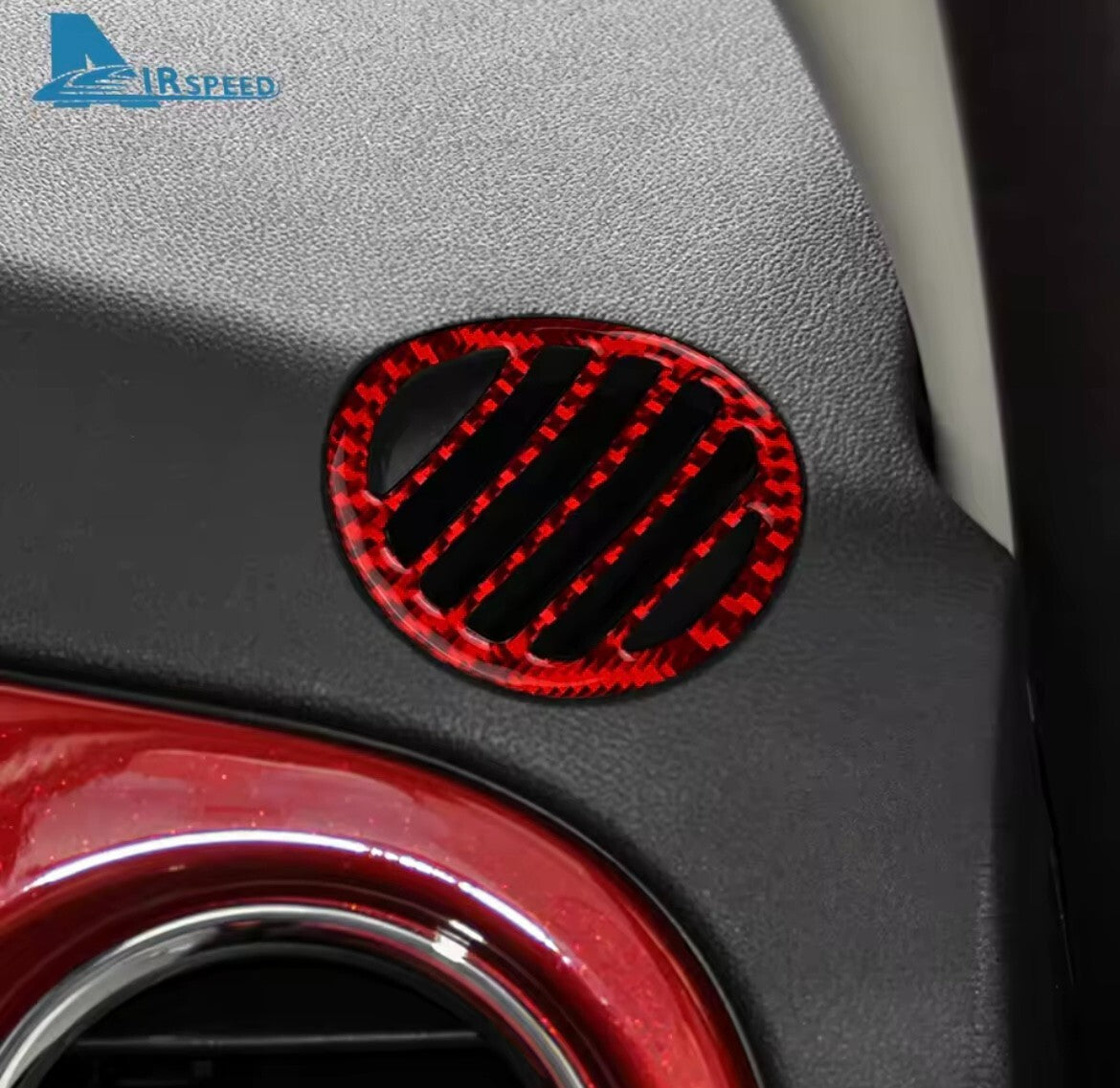 Fiat 500 Abarth 595 Red Carbon Fibre Dashboard Top Air Vent Outlet Surround Trim