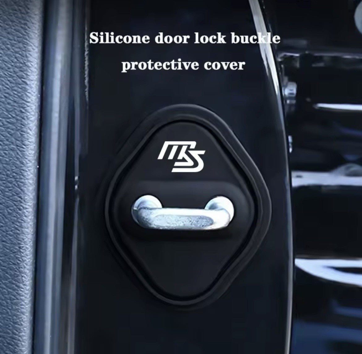 Mazda Speed MS Black Silicone Door Lock Catch Protector Covers 2pcs