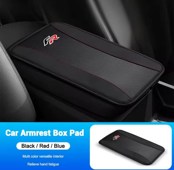 FR Armrest Cover Carbon Fibre Effect PU Leather For Seat Leon Ibiza Arona Ateca
