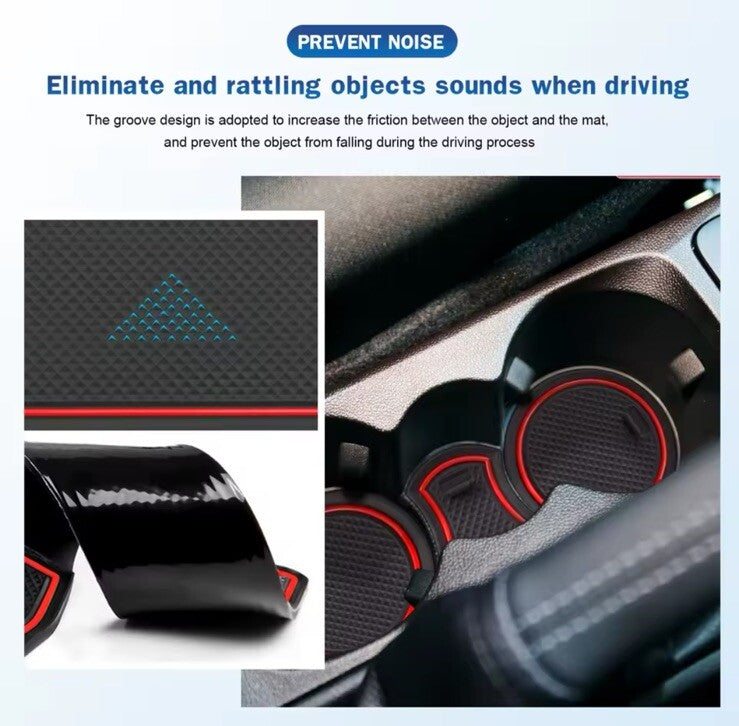 Ford Fiesta MK8 2018-2022 Interior Trim Anti Slip Rubber Mats Black Blue 14pcs