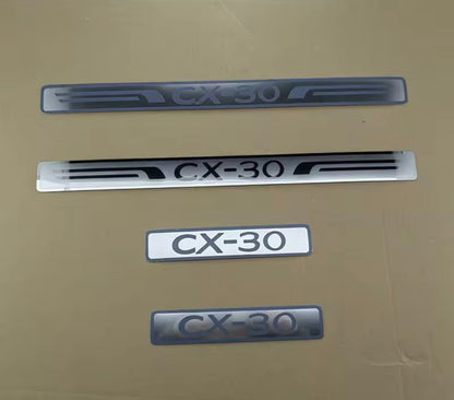 Mazda CX-30 2019 2020 Stainless Steel Door Sill Protector Strips Scuff Plates
