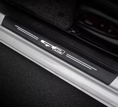 Kia GT Line Carbon Fibre Effect Car Door Sill Protector Strips Vinyl 4pcs