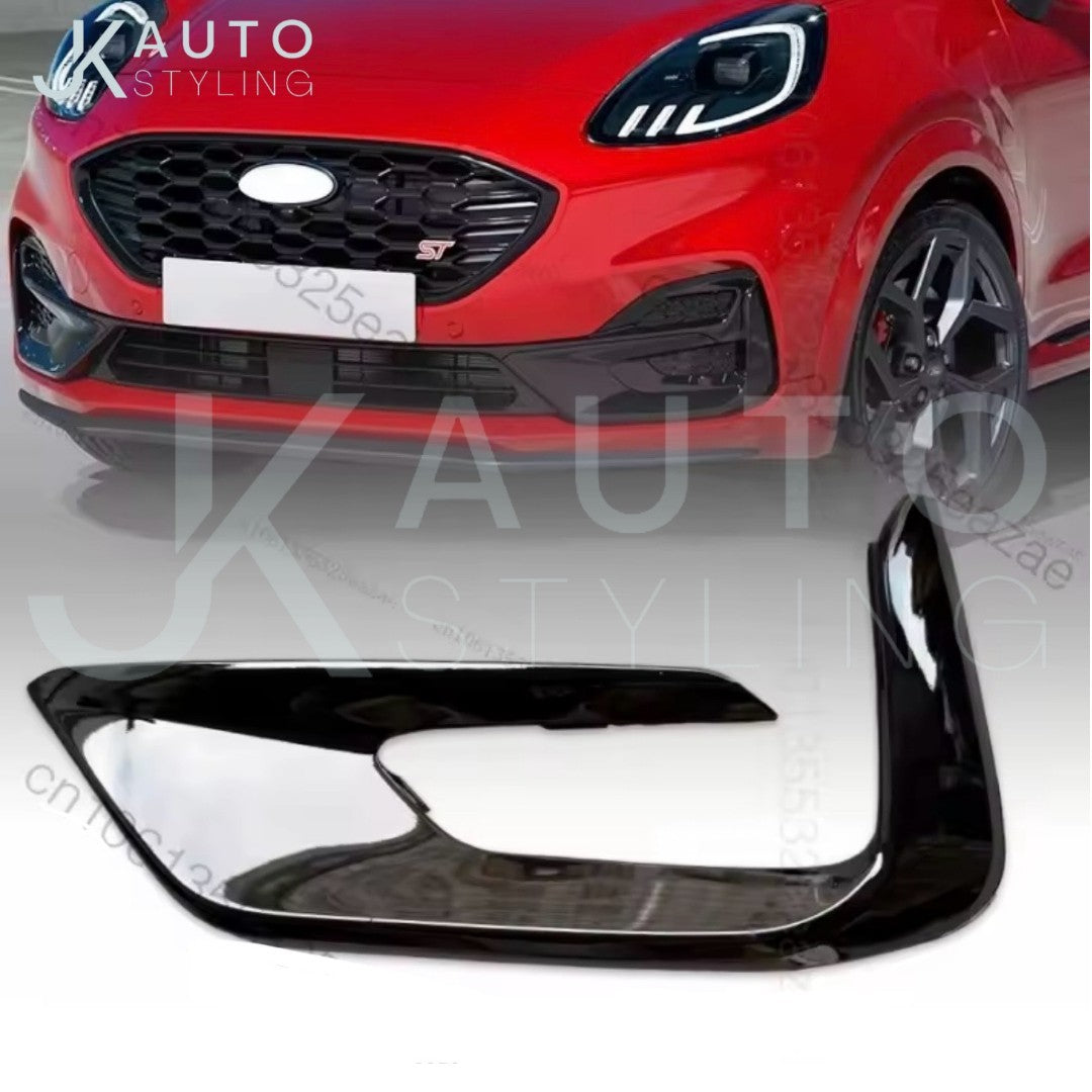 Gloss Black Front Fog Light Surround Trim Inserts Frames For Ford Puma 2019-2024