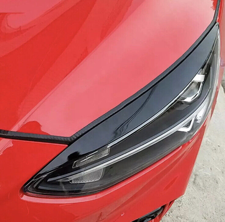 2x Gloss Black Headlight Eyelids For Ford Focus MK4 2019-2021 Headlight Brows